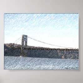 POSTER GEORGE WASHINGTON BRIDGE ET HUDSON RIVER VIEW