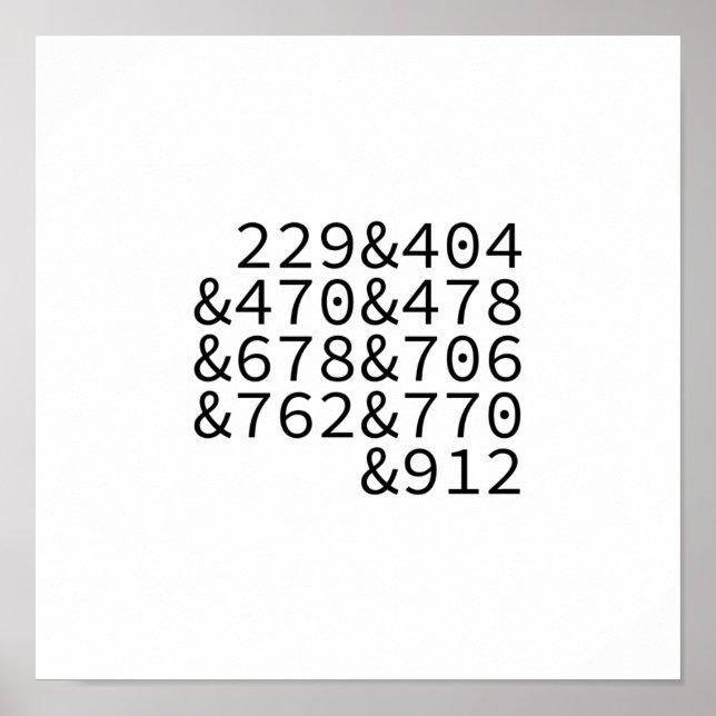 Poster Georgia Area Codes (Devant)