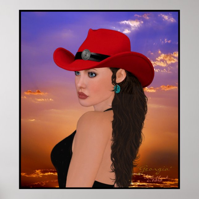 Poster "Georgia" numérique Artwork Western Cowgirl Imprim (Devant)
