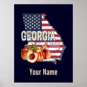 Poster Géorgie États-Unis Retro State Carte Vintage USA