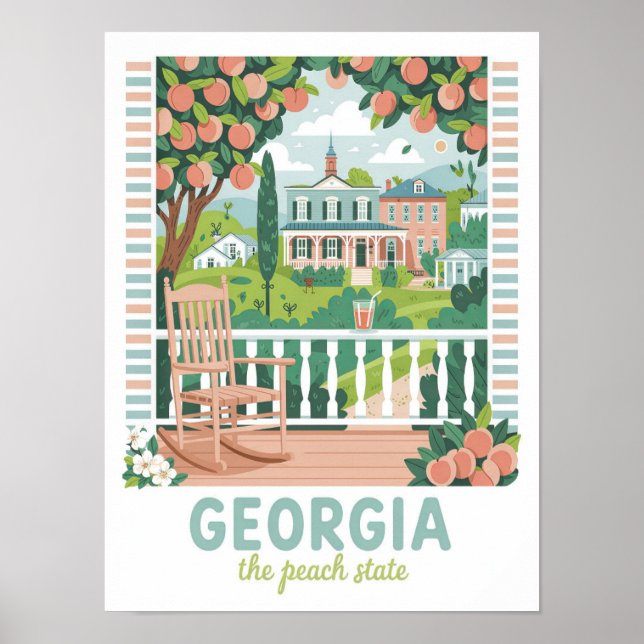 Poster Géorgie Peach State USA Summer Travel (Devant)