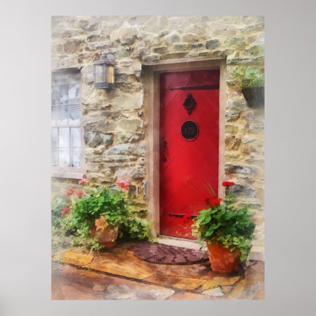 Poster Geraniums par Red Door (Devant)