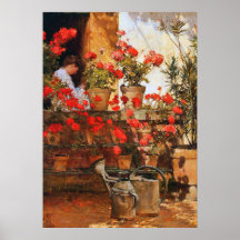 Geraniums rouges impressionnisme