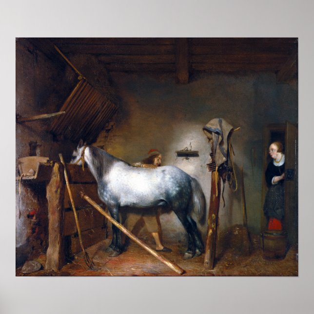 Poster Gerard ter Borch Horse Stable (Devant)