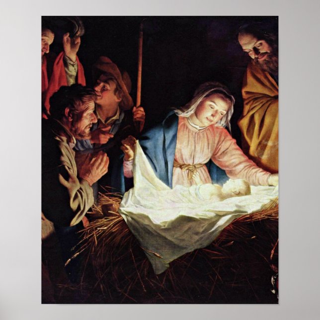 Poster Gerard van Honthorst - Adoration du berger (Devant)