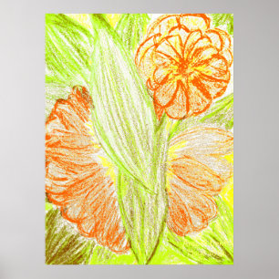 Poster Gerbera et Aspidistra elatior,
