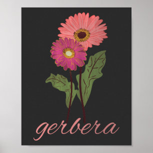 Poster gerbera rose vintage pour les amateurs de fleurs