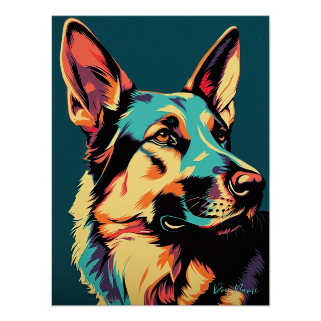 Poster German Shepherd Dog 002 - Bruno Pokopen (Devant)