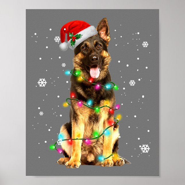 Poster German Shepherd Dog Tree Christmas Sweater Xmas Do (Devant)