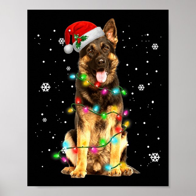 Poster German Shepherd Dog Tree Christmas Xmas Dogs Gifts (Devant)