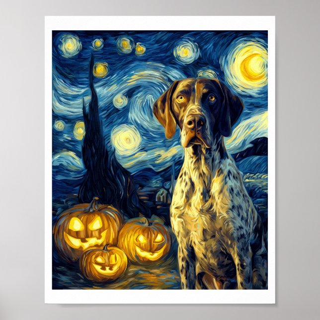Poster German Shorthaired Pointer 1 Chien Mignon Hallowee (Devant)