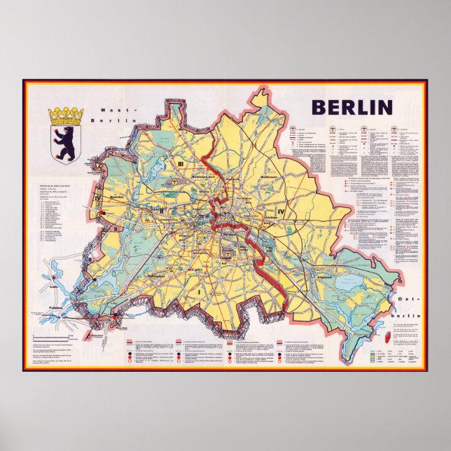 Poster " Germany : 1962 Berlin - Carte de la ville divisé (Devant)