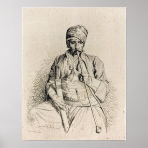 Poster Gérôme - Arabe assis avec pipe 1864