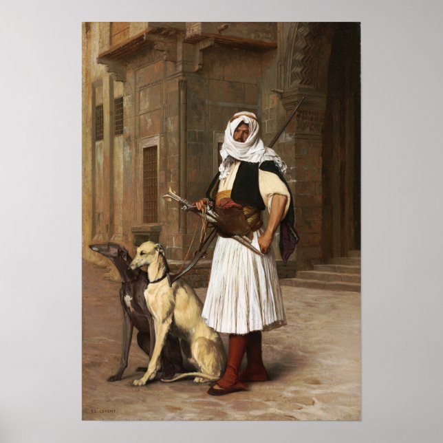 Poster Gérôme - Arnaut Avec Deux Chiens Whippets 1867 (Devant)