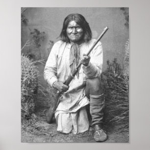 Poster Geronimo Avec Fusil 1886 Indien Vintage