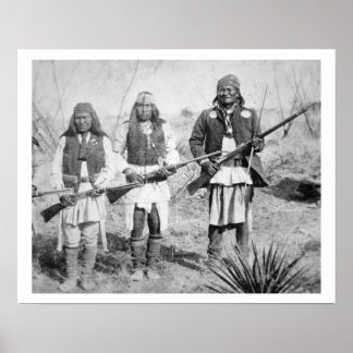 Poster Geronimo et trois de ses guerriers Apache, 1886 (b
