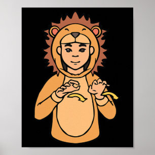 Poster Geste de la main Lion ASL Sensibilisation à la sur