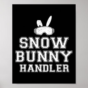Poster Gestionnaire de lapin de neige drôle de ski Vacanc