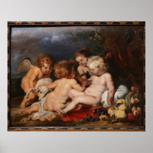 Poster Gesù Bambino con San Giovannino e Angeli