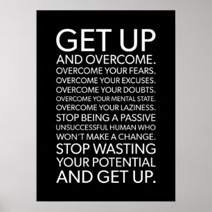 Poster Get Up And Overcome - Gym, Hustle, Success