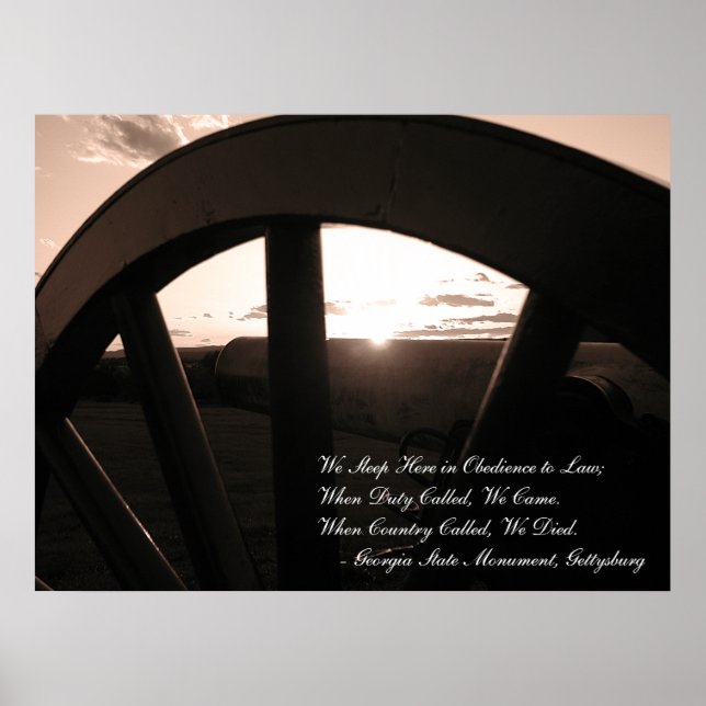 Poster Gettysburg : Canon et coucher de soleil avec Memor (Devant)