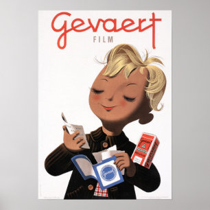 Poster GEVAERT FILM Belgique Photographie Art rétro