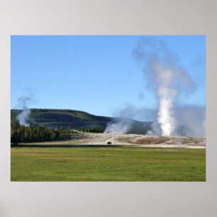 Poster Geyser Deep Blue et bison à Yellowstone