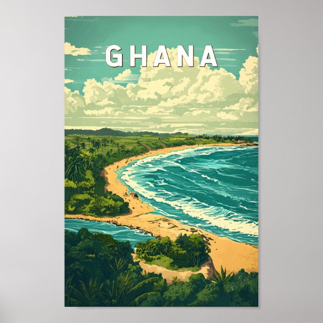 Poster Ghana Illustration Travel Art Vintage (Devant)