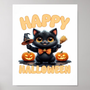 Poster Ghost Cat Tee, Chemise Halloween, Éffrayante migno