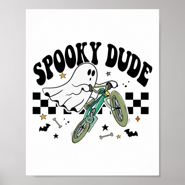 Poster Ghost Cyclisme Vélo Retro Halloween Party C (Devant)