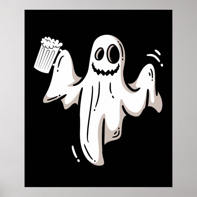 Poster Ghost Drink Beer Drôle Halloween (Devant)