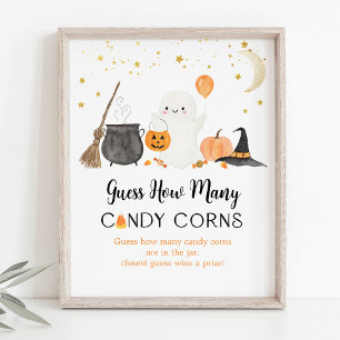 Poster Ghost Halloween Devinez combien de bonbons Corns j