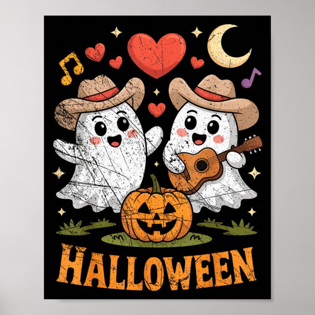 Poster Ghost Playing Guitar For Halloween Lovers  (Devant)