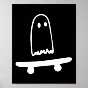 Poster Ghost Skateboard Lazy Halloween Costume amusant Sk