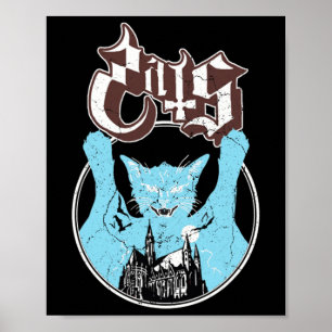 Poster Ghost Vintage Halloween Meow Chat ami Rock Ghost
