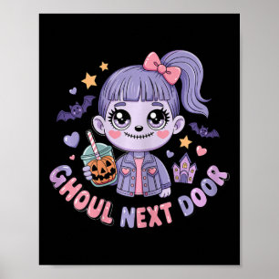 Poster Ghoul Porte voisine Kawaii Zombie Girl Éffrayante