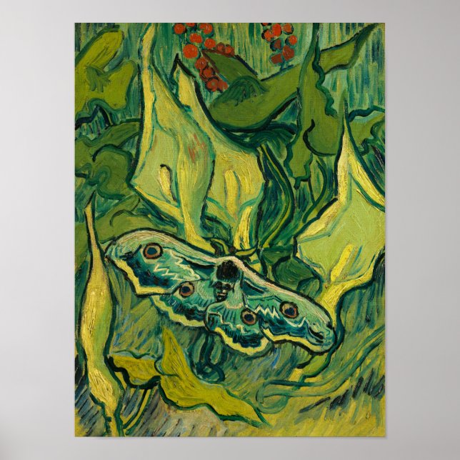 Poster Giant Peacock Moth, 1889 par Vincent van Gogh (Devant)