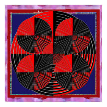 Giant Rouge Noir Ligne Argent Live Chakra Mandala