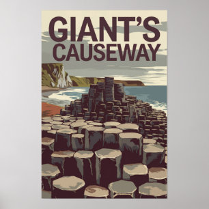 Poster Giant's Causeway Irlande Illustration Travel Art