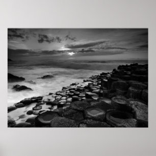 Poster Giants Causeway Sunset noir et blanc