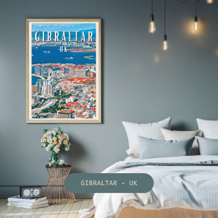 Poster Gibraltar, ville des rochers et des falaises