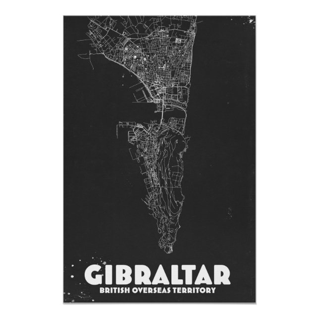 Poster Gibraltar Vintage Map (Devant)
