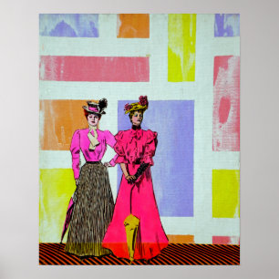 Poster Gibson Girls in a Mondrian Motif