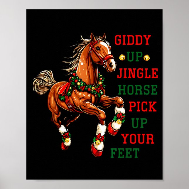 Poster Giddy Up Jingle Horse Western Christmas Horse Coun (Devant)