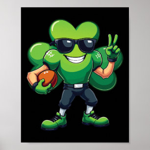 Poster Gif drôle de Saint-Patrick Trèfle jouant au footba