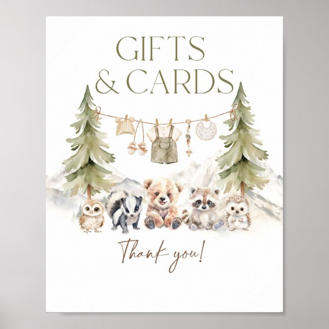 Poster Gift and Card Woodland Adventure Boy Baby Shower (Devant)