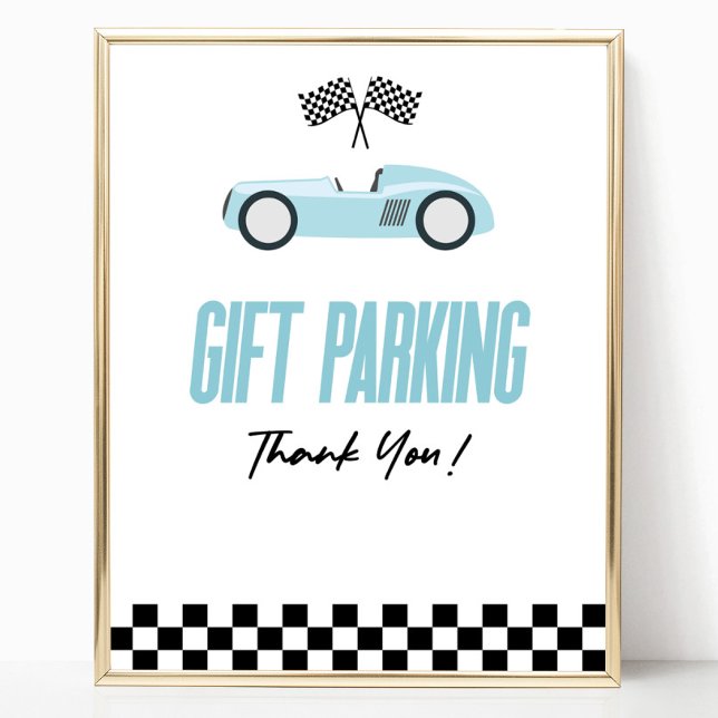 Poster Gift Parking Blue Race Voiture Panneau de la table (Créateur téléchargé)