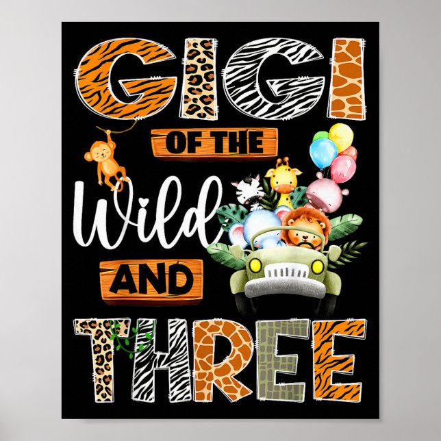 Poster Gigi Of The Wild And Three 3rd Birthday Boy Safari (Devant)
