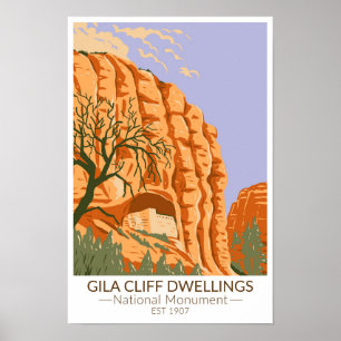 Poster Gila Cliff Dwellings National Monument Nouveau-Mex