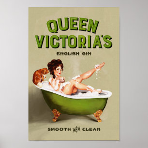 Poster Gin anglais de la reine Victoria : Publicité Vint